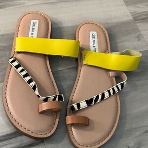 Chelsea & Violet Yellow and Zebra Pattern Sandals